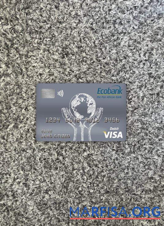 Blank Congo Ecobank bank visa debit card photolook front example